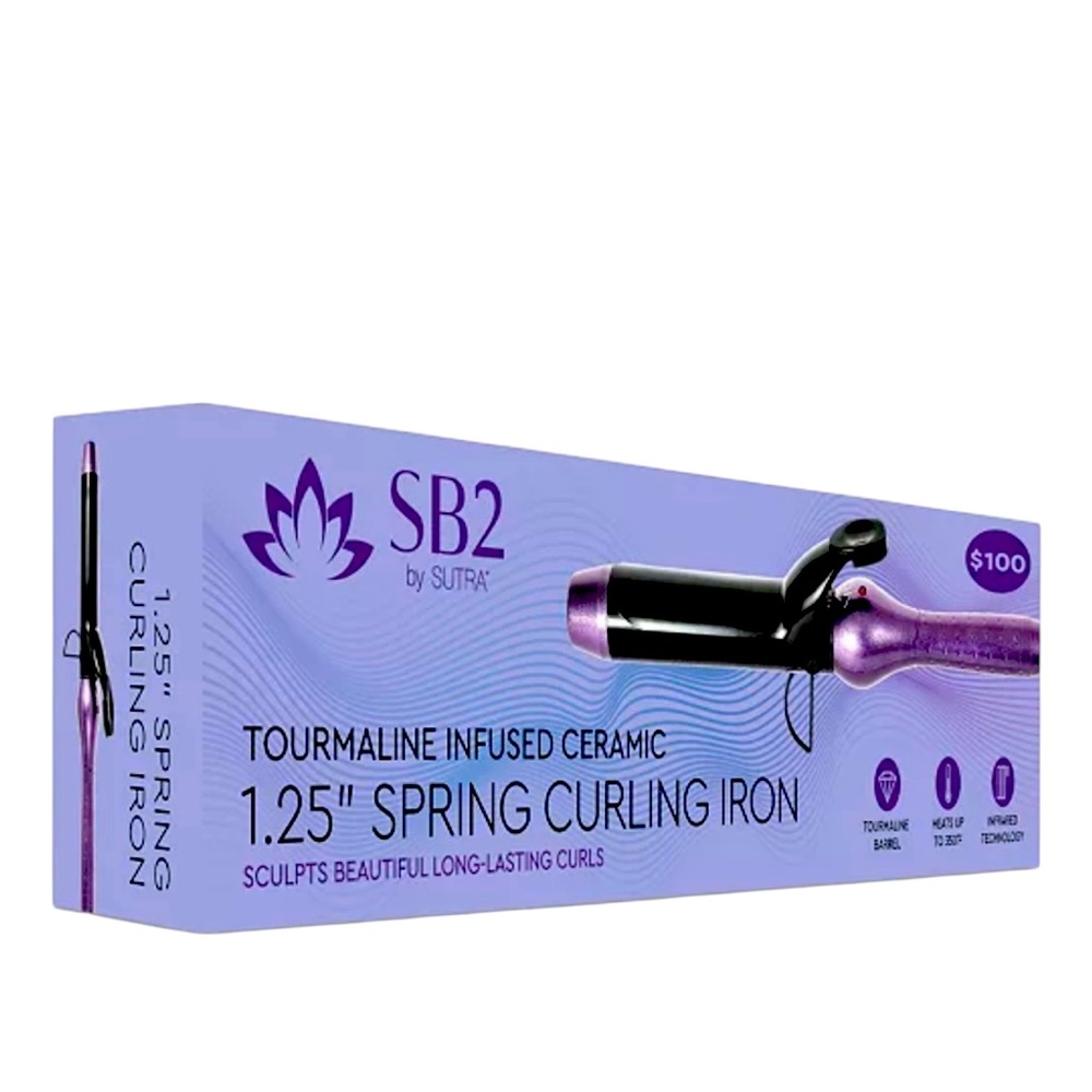 Sutra Beauty Tourmaline Infused Ceramic 1-1/4" Spring Curling Iron New
